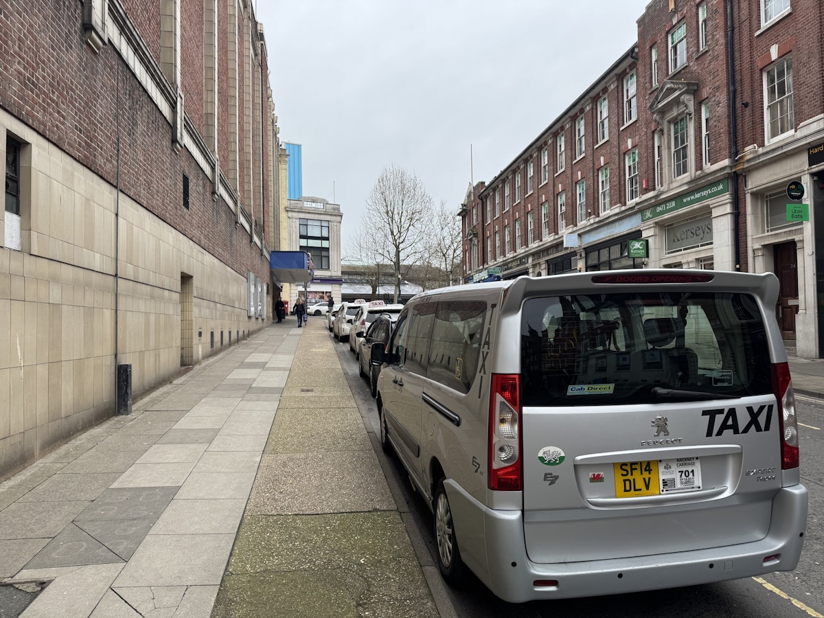 Taxis parked in the rank at Lloyd's Avenue in Ipswich